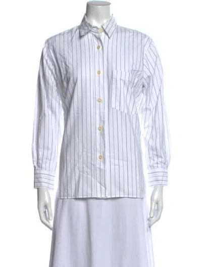 Pre-owned Mhl By Margaret Howell Striped Long Sleeve Button-up Top In White