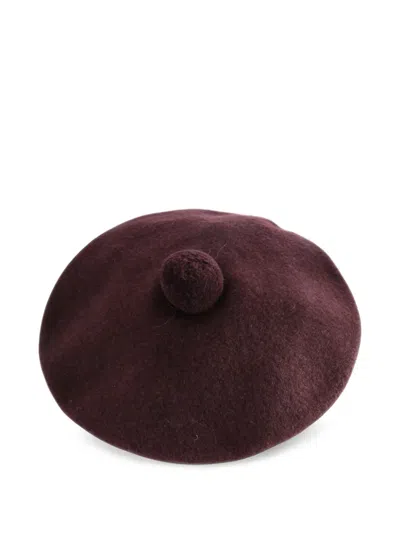 Mhl By Margaret Howell Tam O Shanter Pom-pom Beret In Burgundy