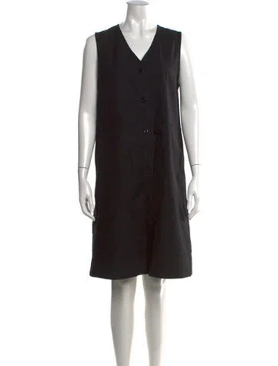 Pre-owned Mhl By Margaret Howell V-neck Knee-length Dress In Black