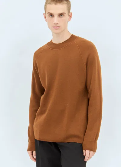 Mhl By Margaret Howell Wide Neck Wool Sweater In Brown