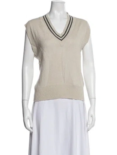 Pre-owned Mhl By Margaret Howell Wool V-neck Sweater In Neutrals
