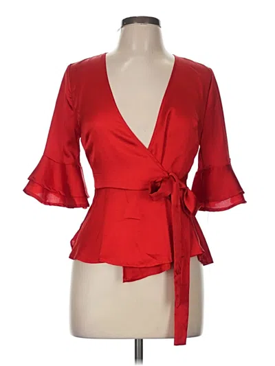 Pre-owned Mi Ami 3/4 Sleeve Blouse In Red