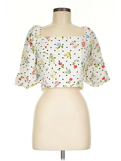 Pre-owned Mi Ami 3/4 Sleeve Blouse In White