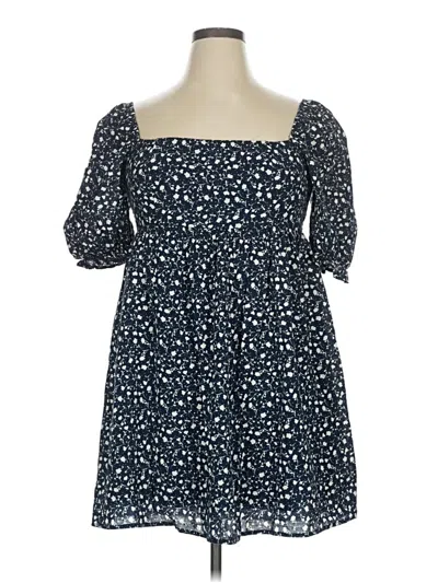 Pre-owned Mi Ami 3/4 Sleeve Top Blue Square Neckline Tops