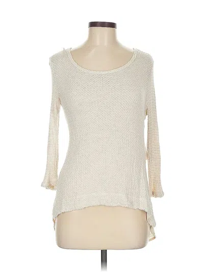 Pre-owned Mi Ami 3/4 Sleeve Top Ivory Boatneck Tops In White