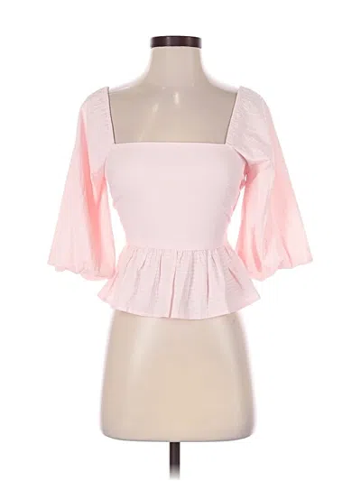 Pre-owned Mi Ami 3/4 Sleeve Top Pink Square Neckline Tops