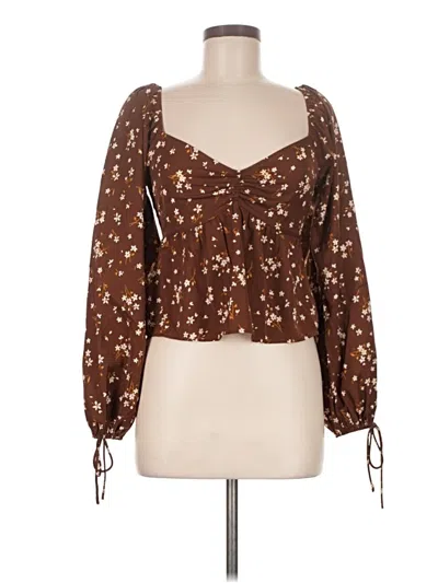 Mi Ami Long Sleeve Blouse In Brown