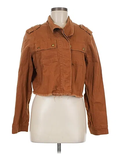 Pre-owned Mi Ami Long Sleeve Top Brown Square Neckline Tops