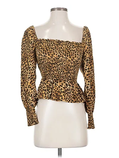 Pre-owned Mi Ami Long Sleeve Top Gold Sweetheart Neckline Tops
