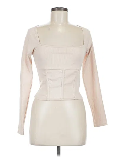 Pre-owned Mi Ami Long Sleeve Top Ivory Square Neckline Tops