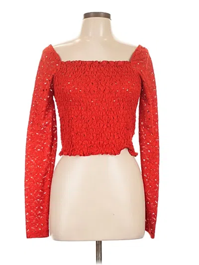 Pre-owned Mi Ami Long Sleeve Top Red Sweetheart Neckline Tops