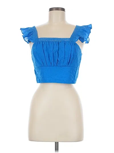 Mi Ami Short Sleeve Top Blue Strapless Neckline Tops