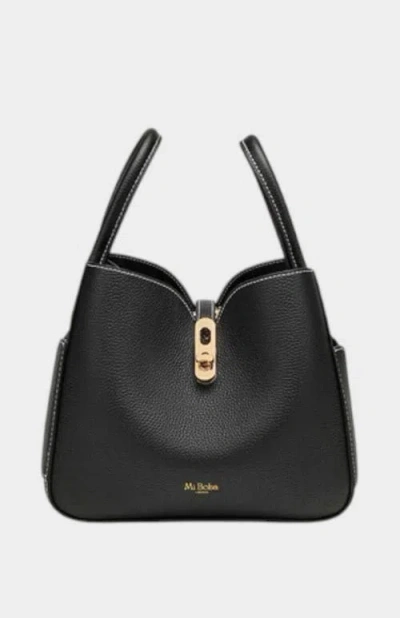 Mi Bolsa London Cotswolds Genuine Pebble Leather Crossbody Bag In Black