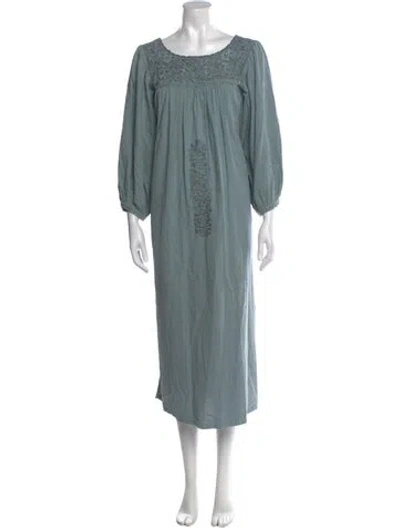 Pre-owned Mi Golondrina Bateau Neckline Long Dress In Neutral