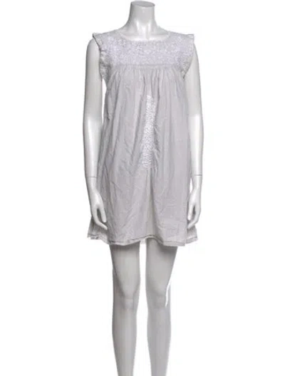 Pre-owned Mi Golondrina Bateau Neckline Mini Dress In White