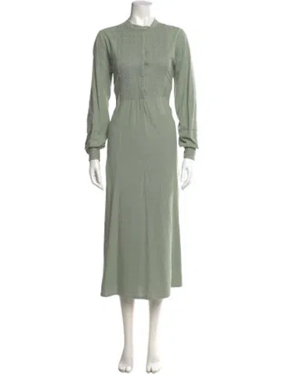 Pre-owned Mi Golondrina Crew Neck Long Dress In Green
