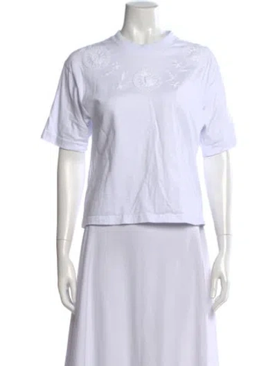 Pre-owned Mi Golondrina Floral Print Crew Neck T-shirt In White