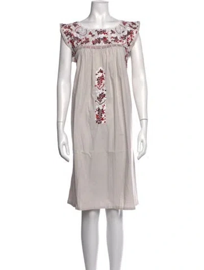 Pre-owned Mi Golondrina Floral Print Knee-length Dress In Gray