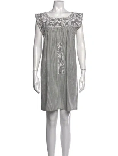 Pre-owned Mi Golondrina Floral Print Knee-length Dress In Gray