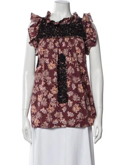 Pre-owned Mi Golondrina Floral Print Knee-length Dress In Multi