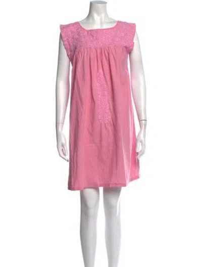 Pre-owned Mi Golondrina Floral Print Knee-length Dress In Pink