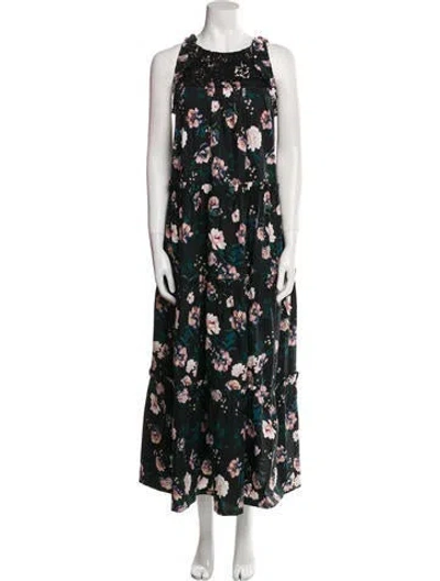 Pre-owned Mi Golondrina Floral Print Long Dress In Multi