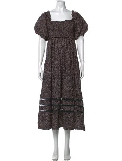 Pre-owned Mi Golondrina Floral Print Long Dress In Multi