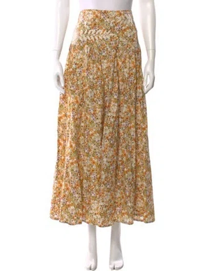 Pre-owned Mi Golondrina Floral Print Midi Length Skirt In Multi