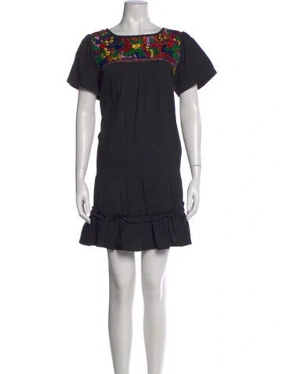 Pre-owned Mi Golondrina Floral Print Mini Dress In Blue
