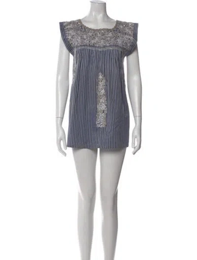 Pre-owned Mi Golondrina Floral Print Mini Dress In Blue