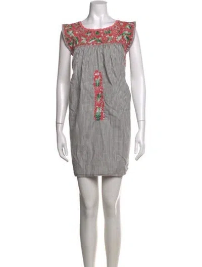 Pre-owned Mi Golondrina Floral Print Mini Dress In Gray