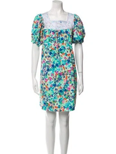 Pre-owned Mi Golondrina Floral Print Mini Dress In Multi