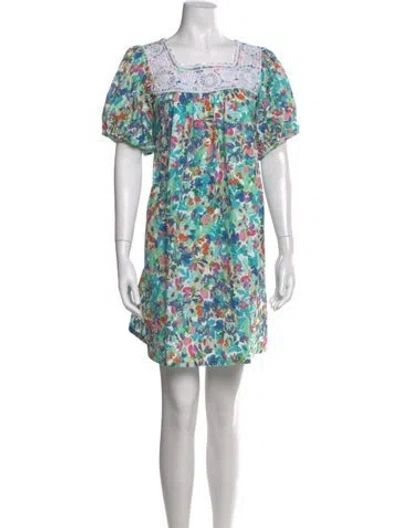 Pre-owned Mi Golondrina Floral Print Mini Dress In Multi