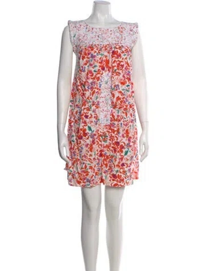 Pre-owned Mi Golondrina Floral Print Mini Dress In Neutral