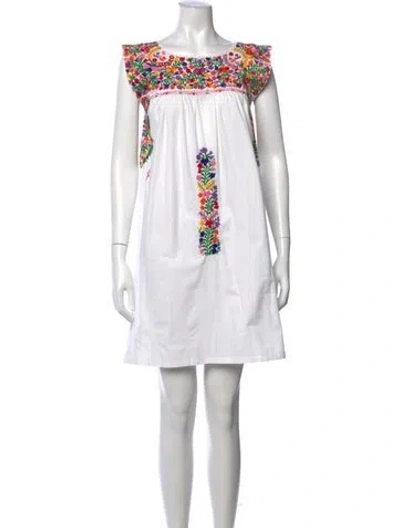 Pre-owned Mi Golondrina Floral Print Mini Dress In Neutral