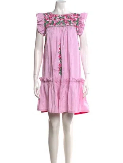 Pre-owned Mi Golondrina Floral Print Mini Dress In Pink