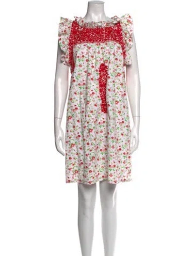 Pre-owned Mi Golondrina Floral Print Mini Dress In Red