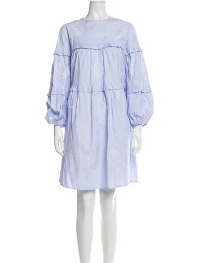 Pre-owned Mi Golondrina Graphic Print Knee-length Dress In Blue