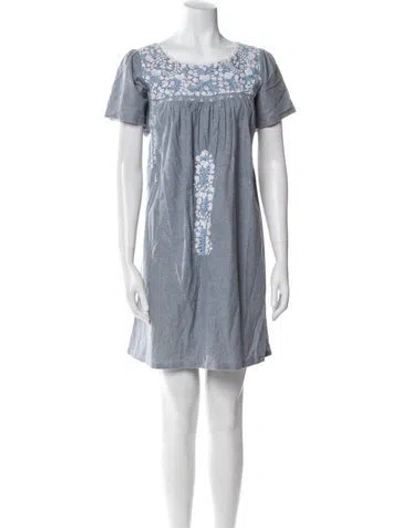 Pre-owned Mi Golondrina Graphic Print Mini Dress In Blue