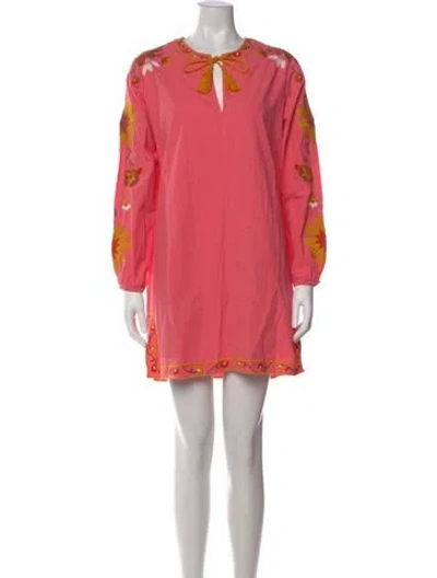 Pre-owned Mi Golondrina Graphic Print Mini Dress In Pink