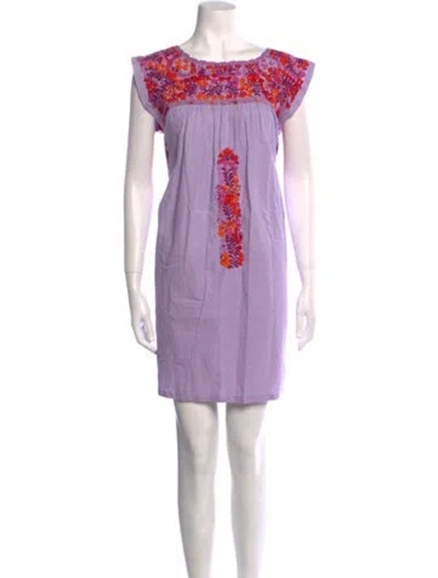 Pre-owned Mi Golondrina Graphic Print Mini Dress In Purple