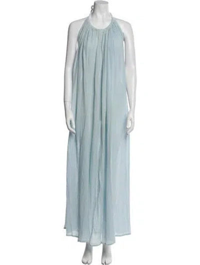 Pre-owned Mi Golondrina Halterneck Long Dress In Blue