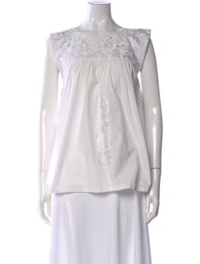 Pre-owned Mi Golondrina Lace Pattern Midi Length Dress In White