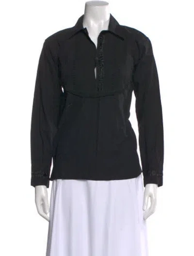 Pre-owned Mi Golondrina Long Sleeve Blouse In Black