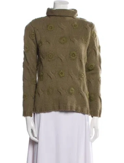 Pre-owned Mi Golondrina Merino Wool Patterned Sweater In Green