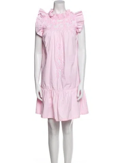 Pre-owned Mi Golondrina Mock Neck Mini Dress In Pink