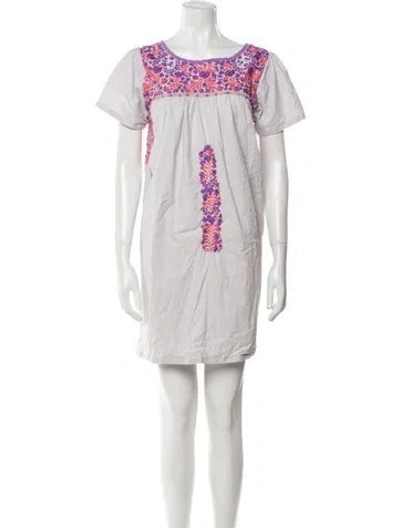 Pre-owned Mi Golondrina Patterned Mini Dress In Purple