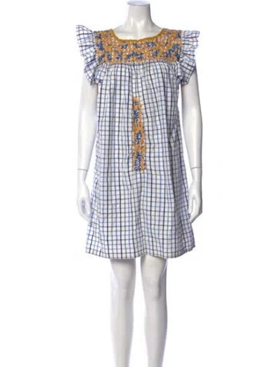 Pre-owned Mi Golondrina Plaid Print Mini Dress In Multi