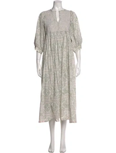 Pre-owned Mi Golondrina Printed Long Dress In Multi