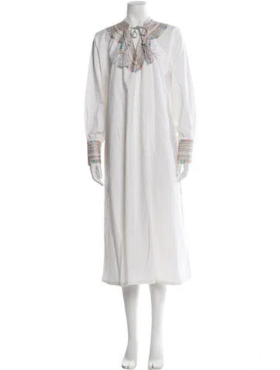 Pre-owned Mi Golondrina Printed Long Dress In Neutral